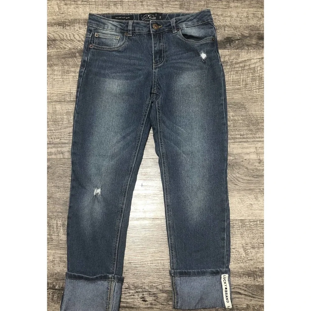Lucky Brand Jeans Sz 14 Girls Youth Blue Denim Dylan Boyfriend Cropped C31 - Picture 5 of 5